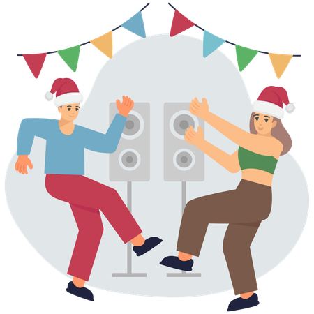 People doing christmas dance  Illustration