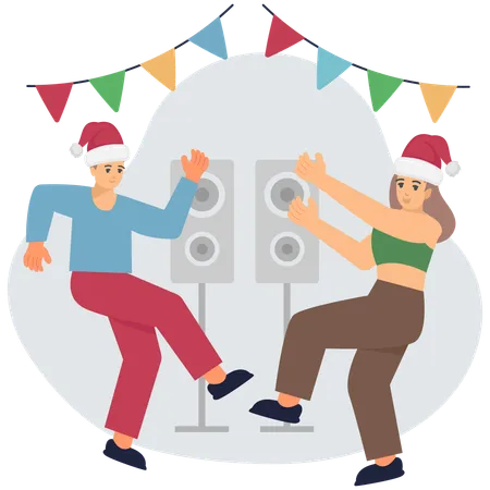 People doing christmas dance  Illustration