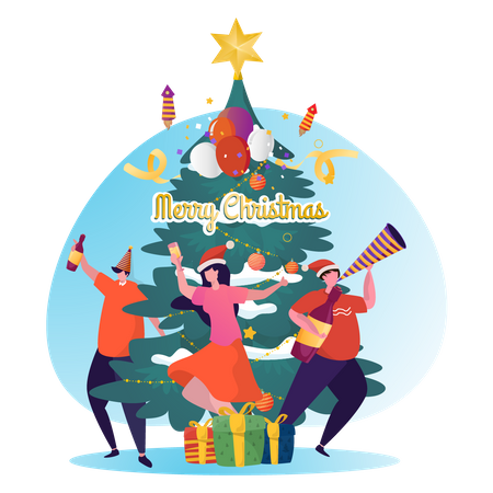 People doing christmas party Illustration