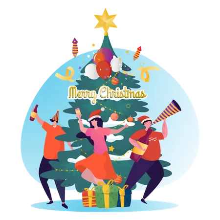 Illustration Of Merry Christmas Concept For Greeting Post Website Or Landing Page Illustration