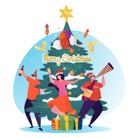 People doing christmas party  Illustration