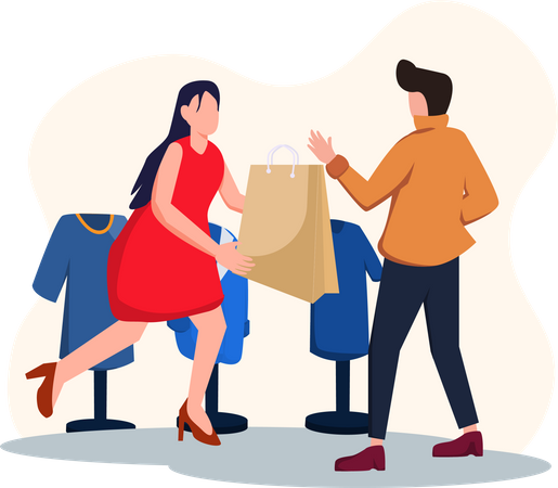 People doing clothes shopping  Illustration