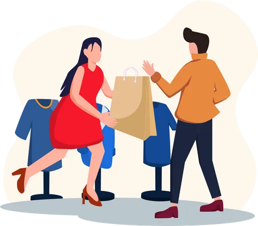 People doing clothes shopping  Illustration