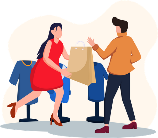 People doing clothes shopping  Illustration