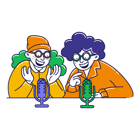 People doing collaborative podcast  Illustration