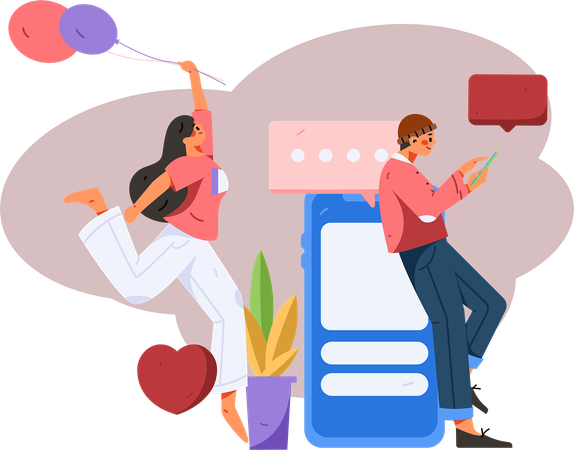 People doing Communication on Phone  Illustration