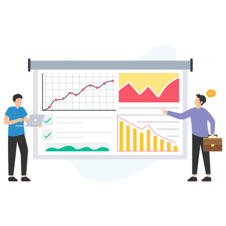 People doing company data analytics  Illustration