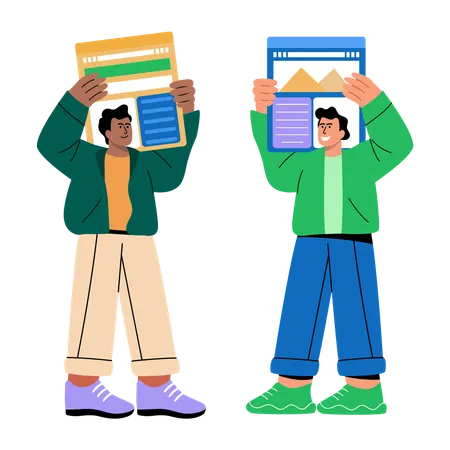 People doing comparative ads  Illustration