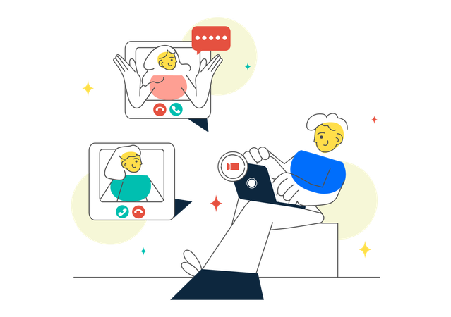 People doing conference video call  Illustration