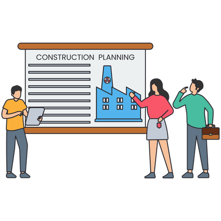 People doing construction planning  Illustration