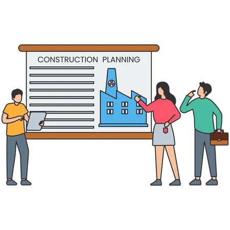 People doing construction planning  Illustration