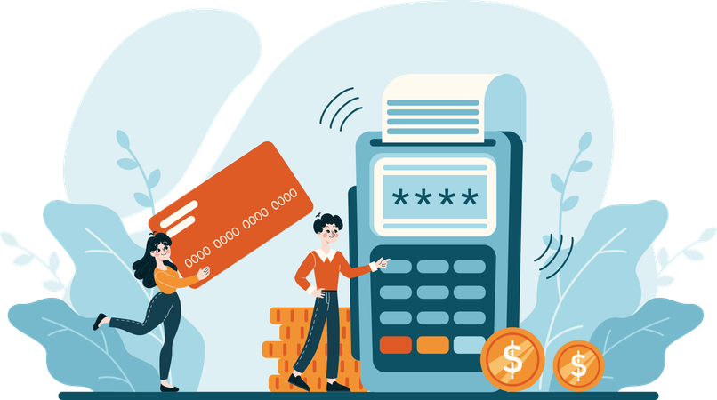People doing credit card payment  Illustration