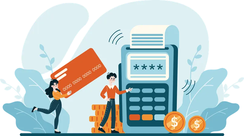 People doing credit card payment  Illustration