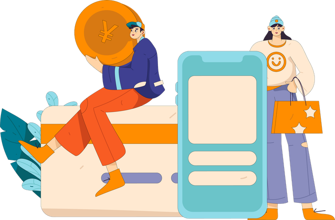People doing credit card payment  Illustration