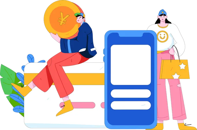 People doing credit card payment  Illustration