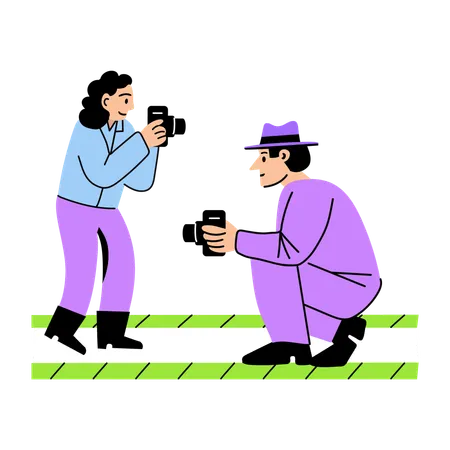 People doing crime photography  Illustration