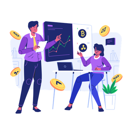 People doing Crypto Trading Course Illustration