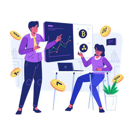 People doing Crypto Trading Course  Illustration