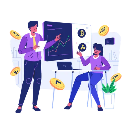 People doing Crypto Trading Course  Illustration