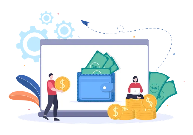 People doing Currency Exchange Services Illustration