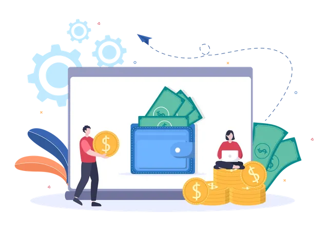 People doing Currency Exchange Services  Illustration