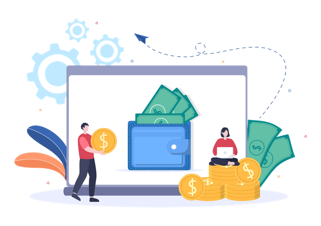People doing Currency Exchange Services  Illustration