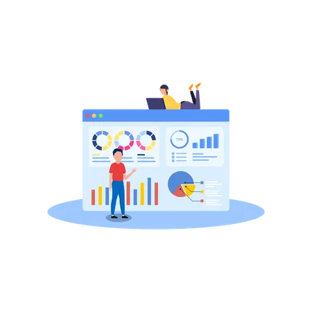 Data Analysis Flat Illustration In This Design You Can See How Technology Connect To Each Other Each File Comes With A Project In Which You Can Easily Change Colors And More 일러스트레이션
