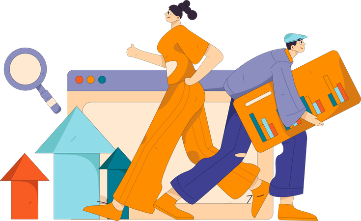 People doing data driven marketing  Illustration