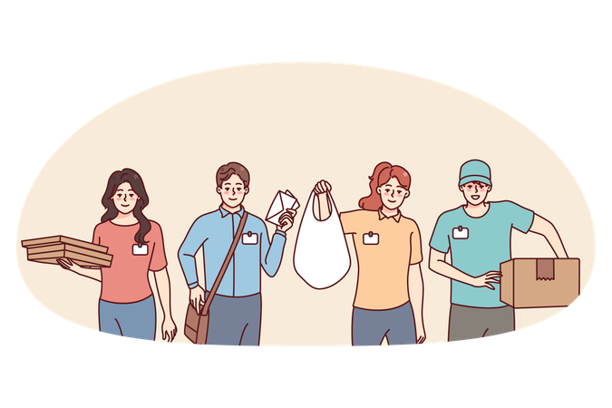 People doing delivery for various product  Illustration
