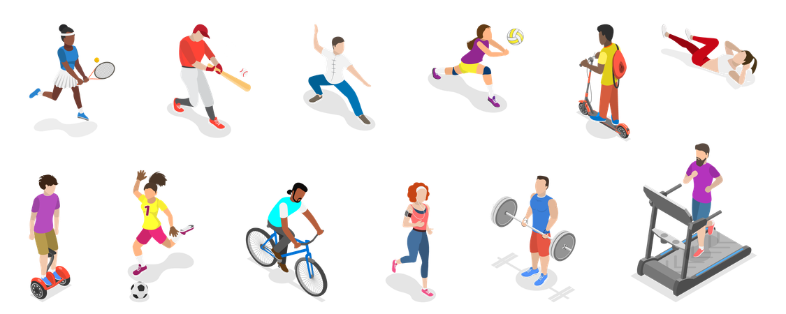 People doing Different Physical Activities  Illustration