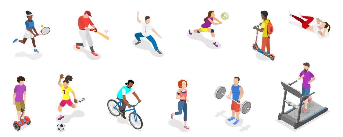 People doing Different Physical Activities  Illustration