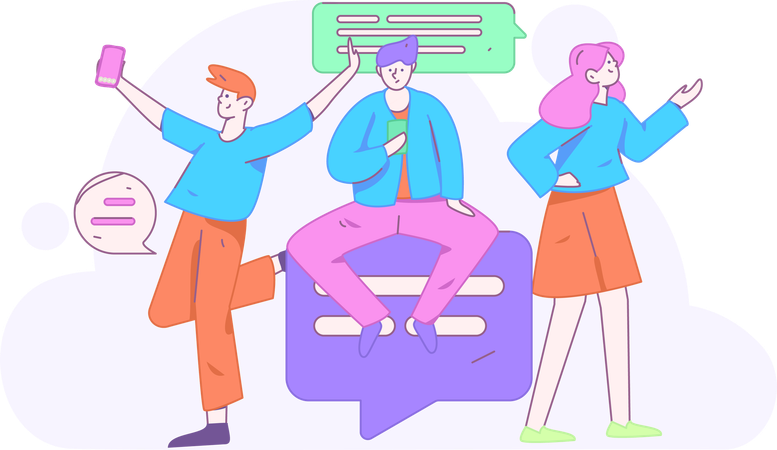 People Doing Digital Chatting  Illustration