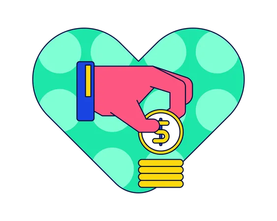 People doing digital donation  Illustration
