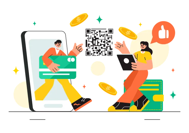 People Doing Digital Payment  Illustration