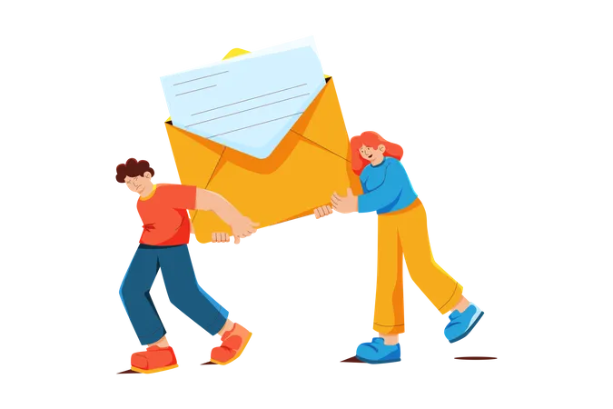 People doing email marketing  Illustration