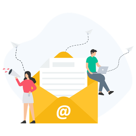 People Doing Email Marketing  Illustration