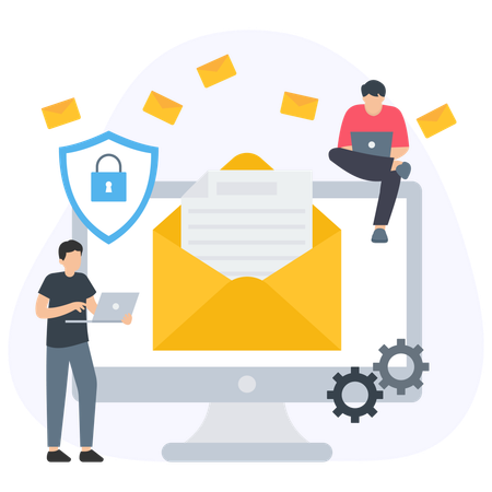 People Doing Email Security  Illustration