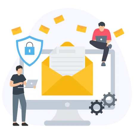 People Doing Email Security  Illustration