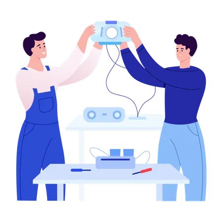 People doing engineer assembling  Illustration