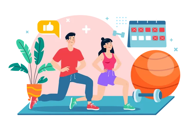 People doing Exercising on World Health Day Illustration