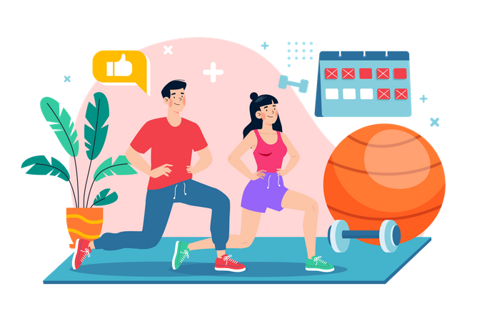 People doing Exercising on World Health Day  Illustration