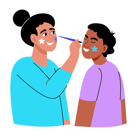 People doing face painting  Illustration