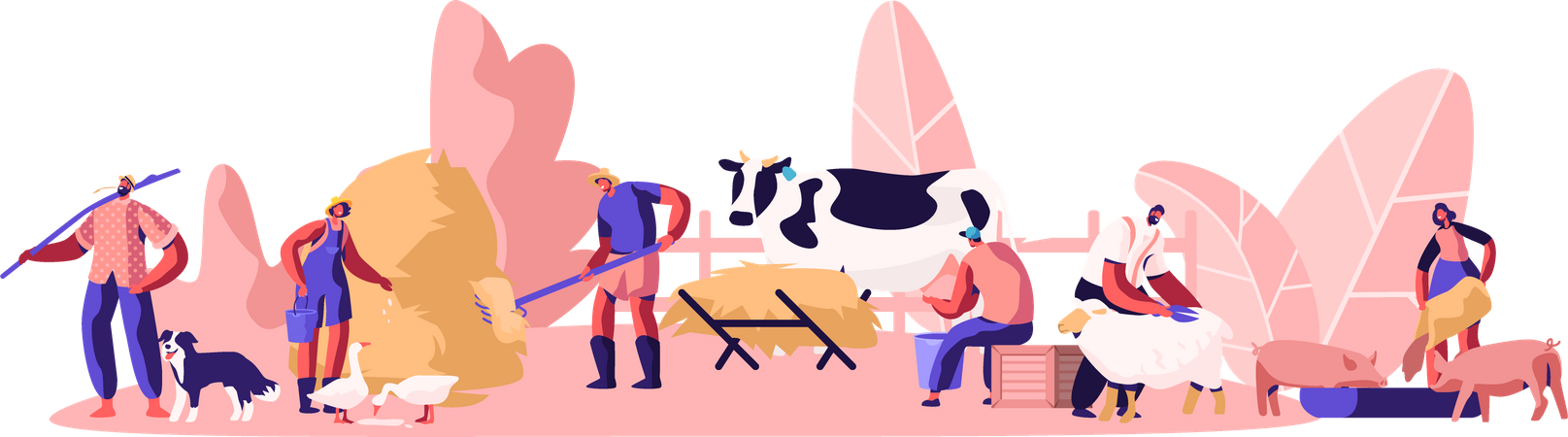 People Doing Farming  Illustration