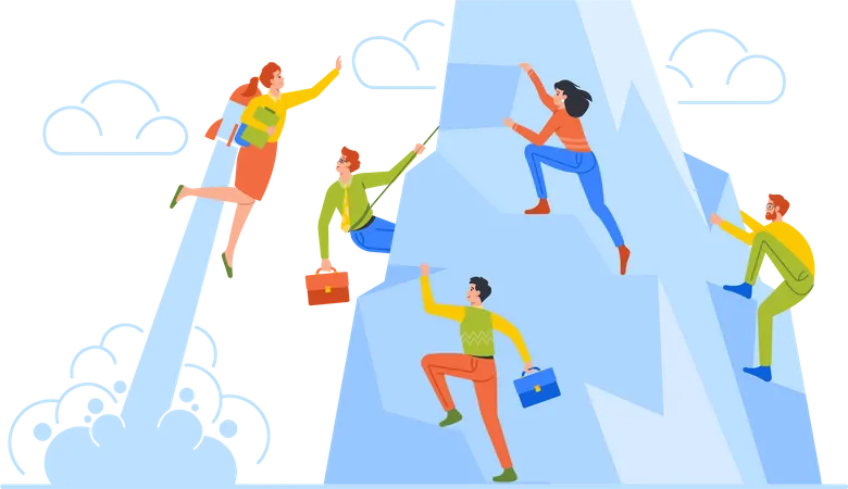 People doing fast career boost activity  Illustration