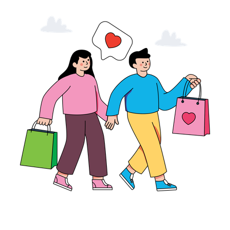 People doing festival shopping  Illustration