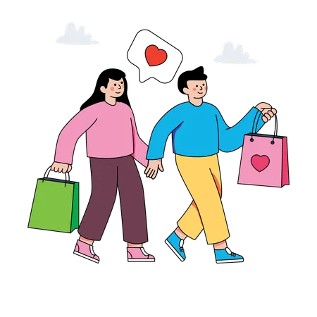 People doing festival shopping  Illustration