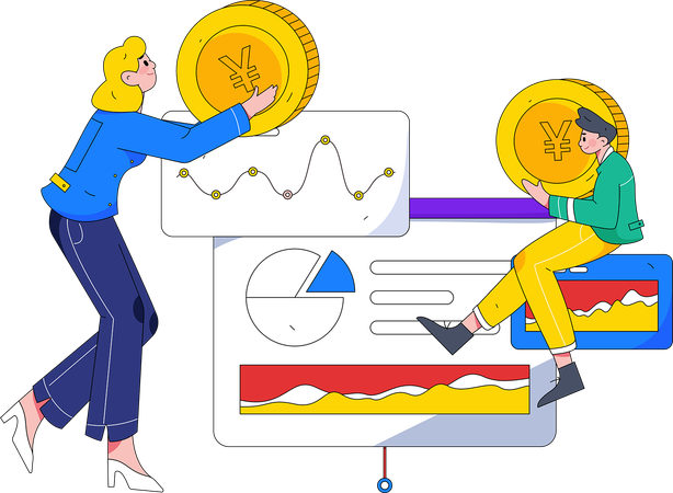 People doing financial analysis  Illustration