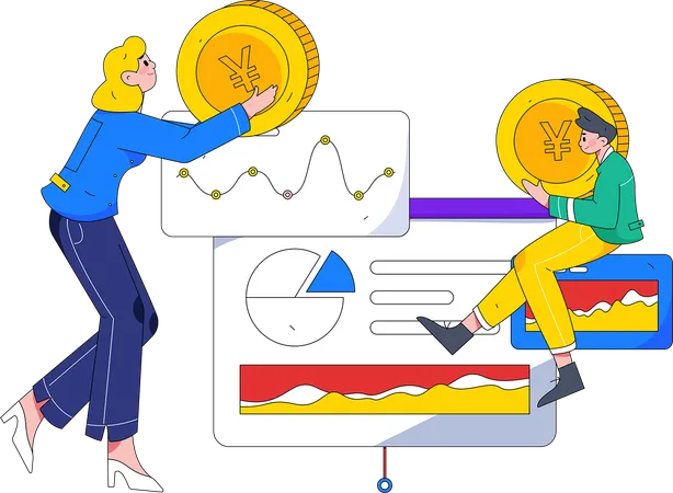 People doing financial analysis  Illustration