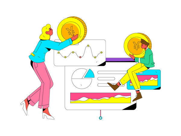 People doing financial analysis  Illustration