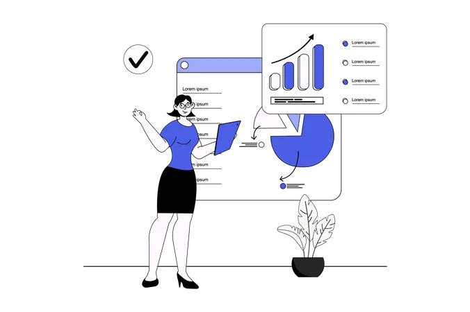 People doing financial analytics  Illustration